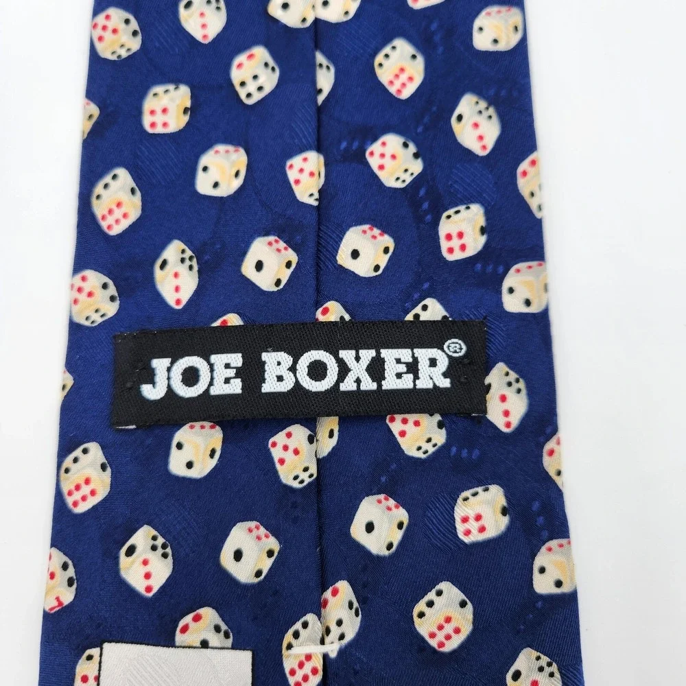 Joe Boxer Neck Tie Pointed Men's One Size Blue Allover Dice‎ Print Silk Formal
